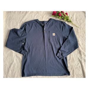 Carhartt Loose Fit Long Sleeve Henley Navy Size Large